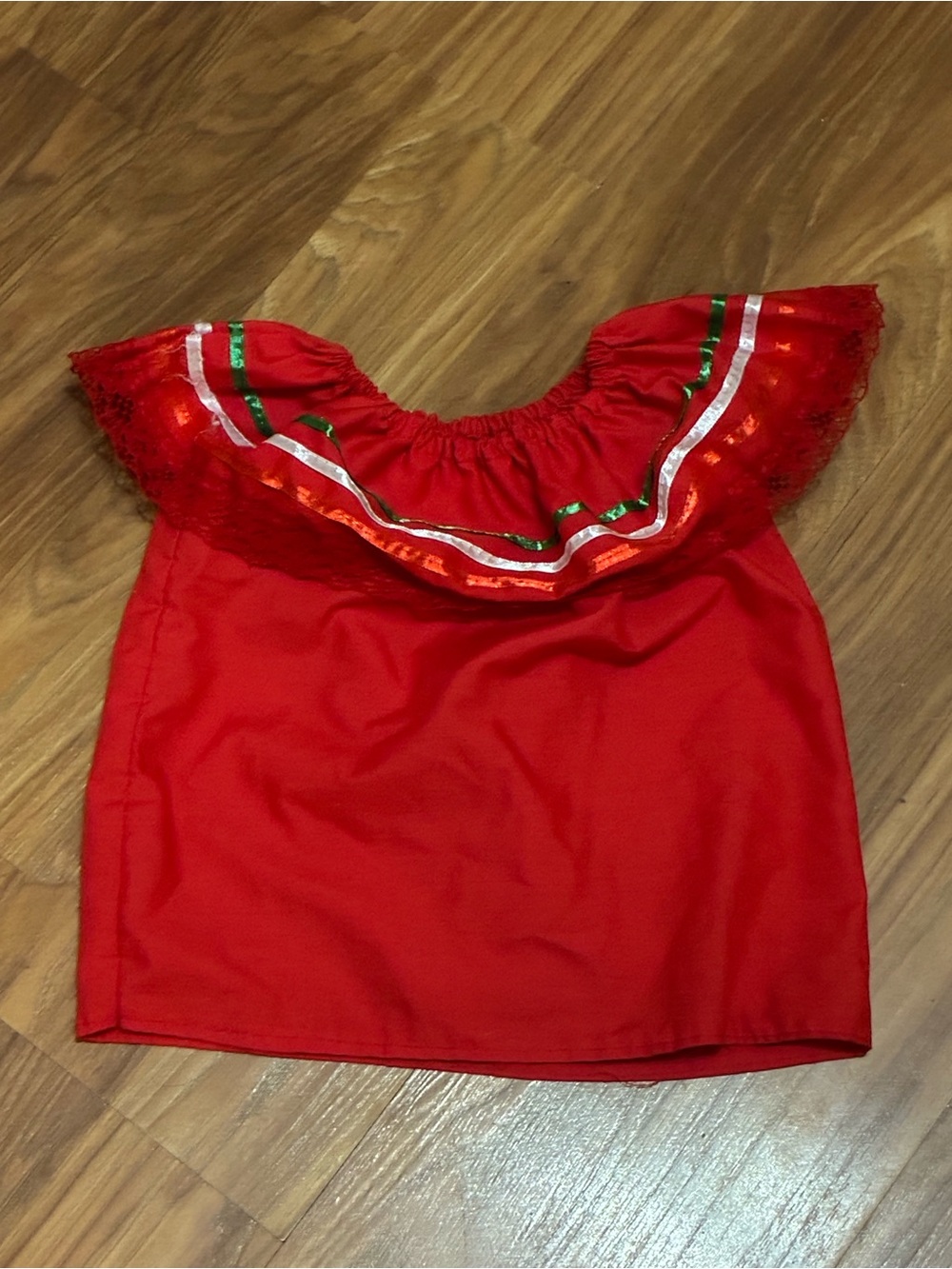 Red Off-Shoulder Ruffle Top for Girls